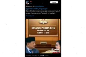 Tangkap layar unggahan di media sosial X soal pemakzulan Gibran oleh Prabowo dan Megawati